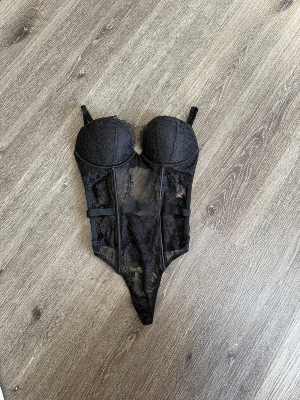 Black Lace Underwire Bodysuit - Women Intimates